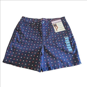 Women's Gloria Vanderbilt NWT Blue Amanda Jean Shorts Red White Stars, Size 12
